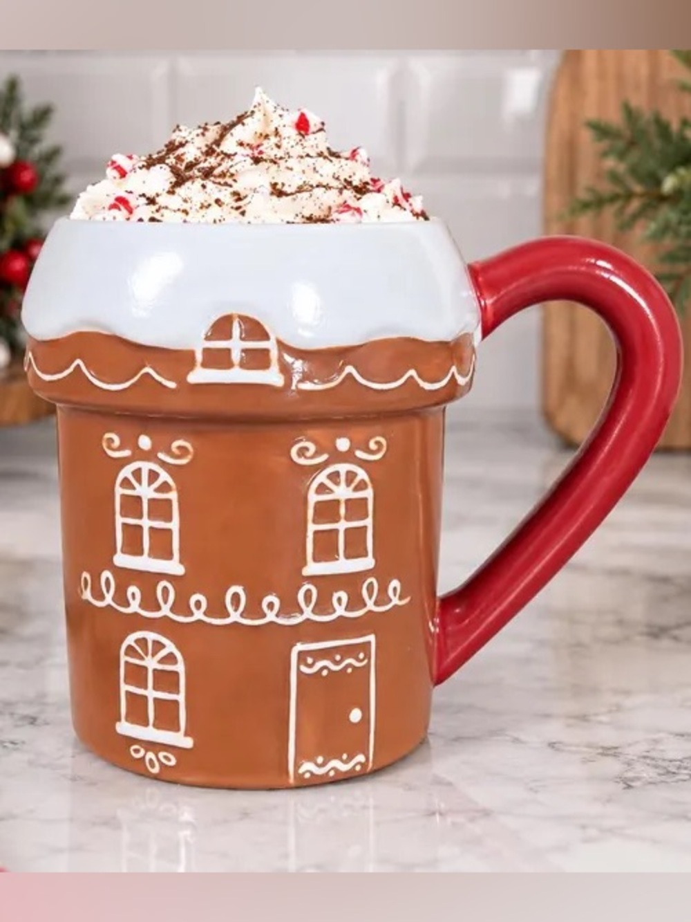 2!!!! WONDERSHOP NWT ceramic gingerbread Christmas mugs -15.8oz